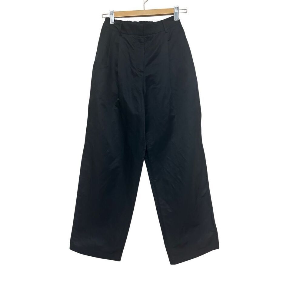 MIJEONG Black Elastic Waist Wide Leg Pants S